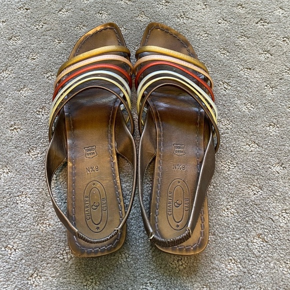Charter Club Leather Strappy Sandals Made in Italy Size 8.5 Narrow - Picture 2 of 4
